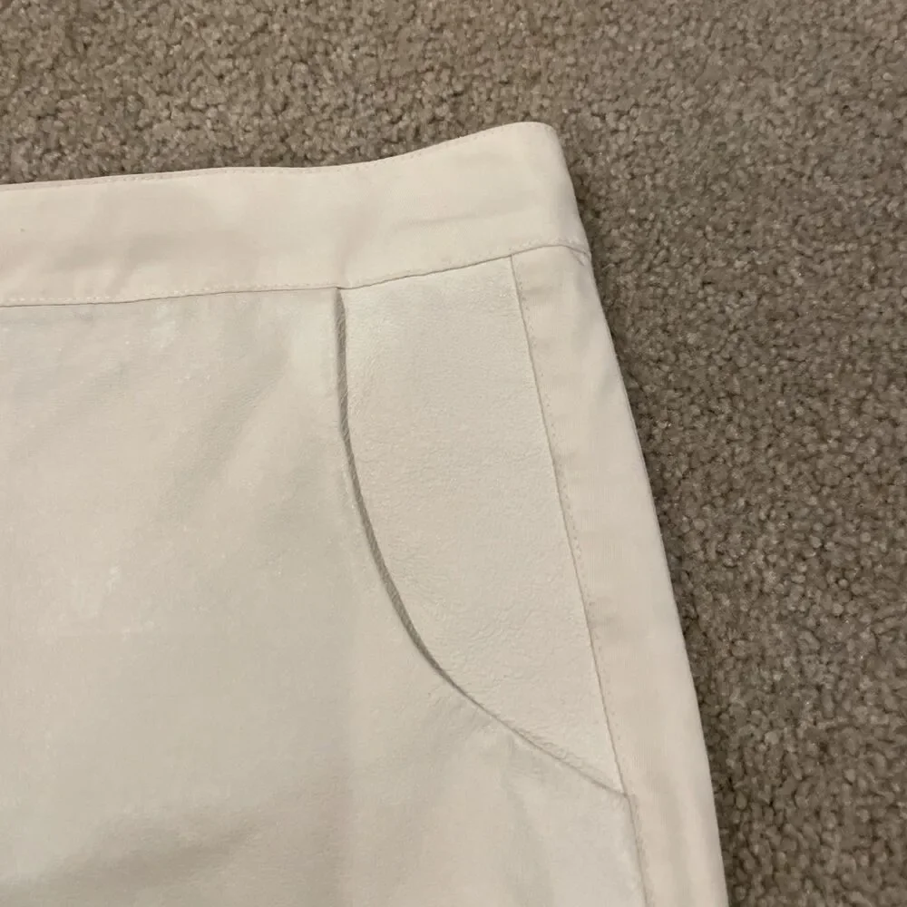 Vintage BEBE 90s Y2K White Leather Mixed Media Lined Mini Skirt Sz 4